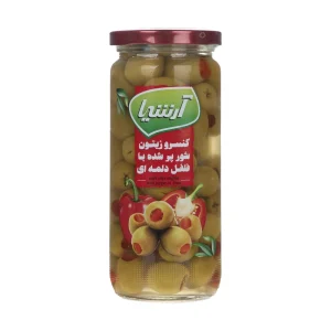 زیتون شور آرشیا با فلفل دلمه ای - 480 گرم
